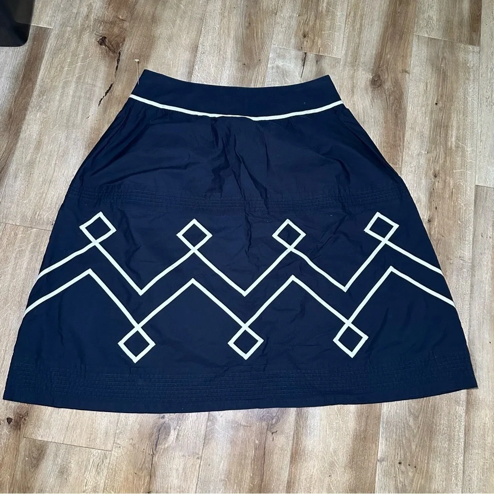 Loft Abstract Zig Zag Navy A-Line Skirt Size 6 - Picture 5 of 10